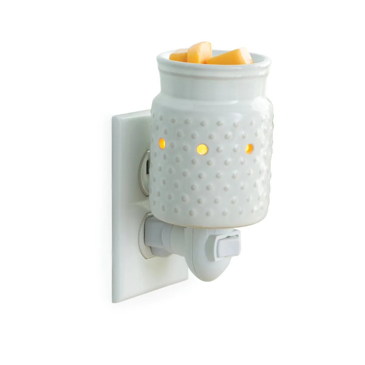 White Hobnail Pluggable Wax Warmer