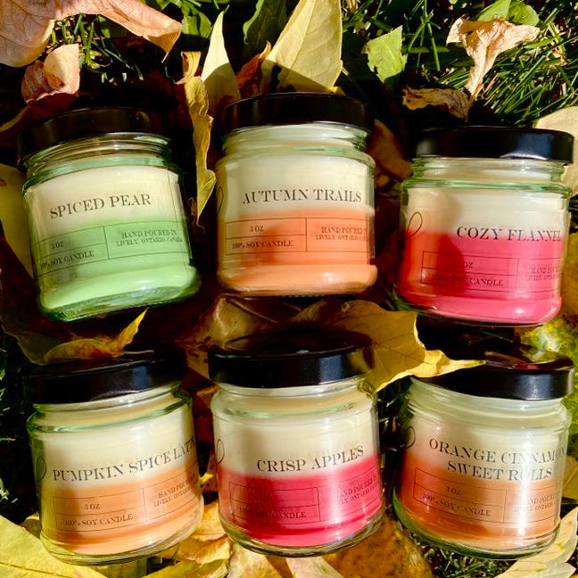 Fall Collection Sample Set - Six 3oz Soy Wax Candles