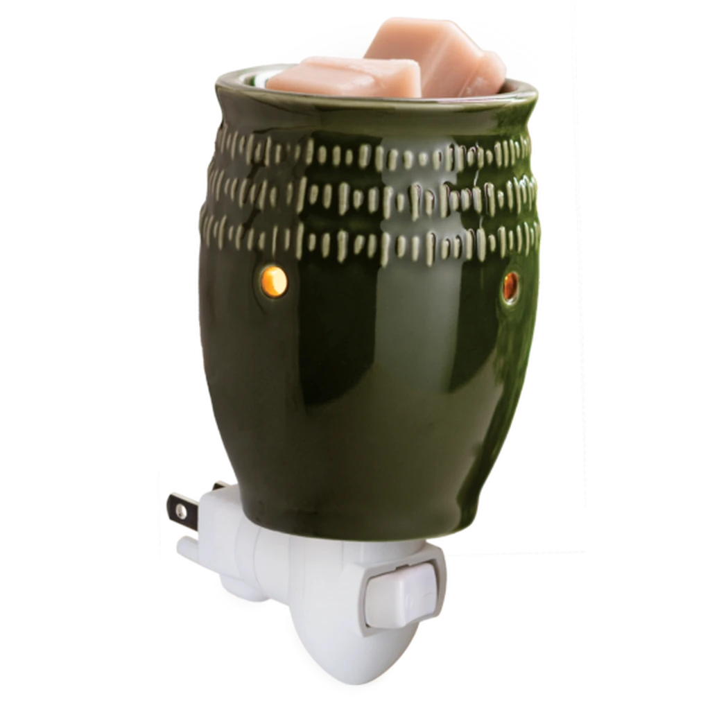 Candlewarmers Green Etched Pluggable Wax Warmer 2