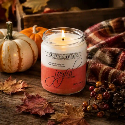 Joyful Home Autumn Trails Soy Wax Candle 16oz Scene