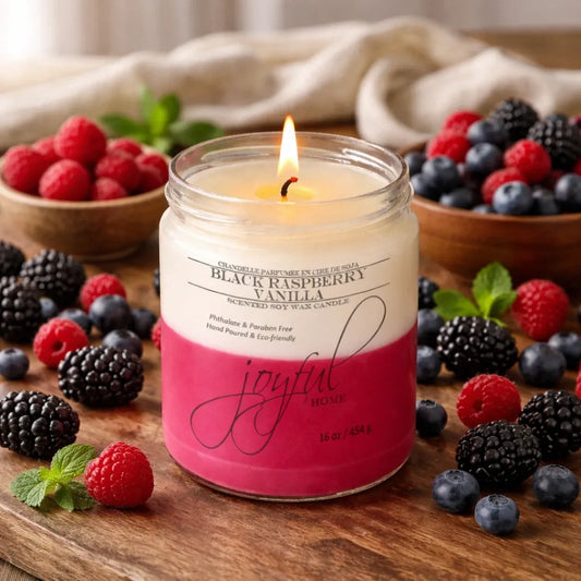 Joyful Home Black Raspberry Vanilla Soy Wax Candle 16oz Scene