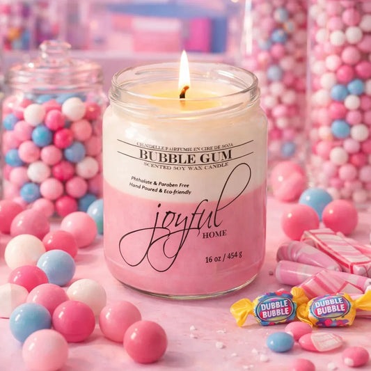 Joyful Home Bubble Gum Soy Wax Candle 16oz Scene