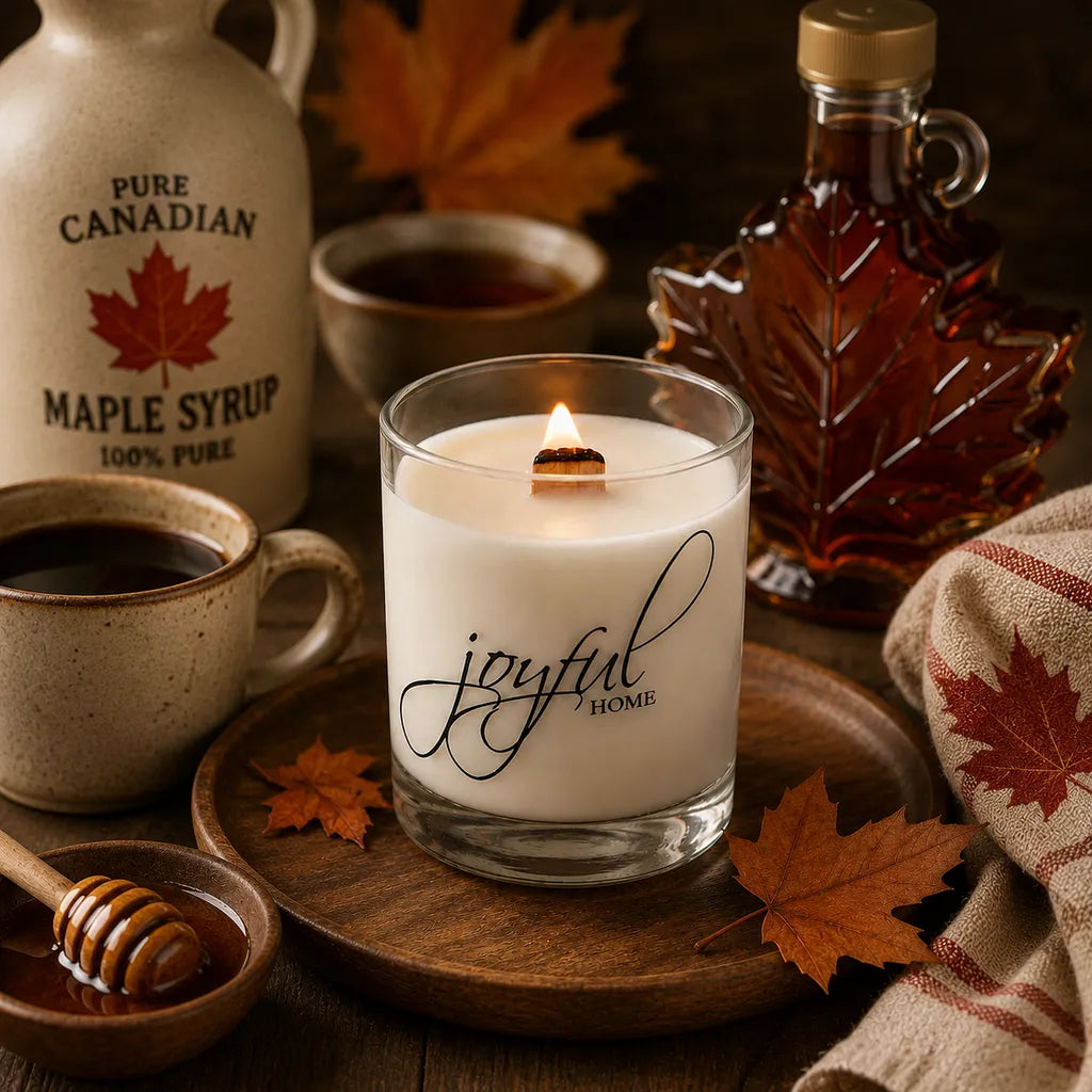 Joyful Home Canadian Maple Syrup Bread Crackling Wooden Wick Soy Wax Candle