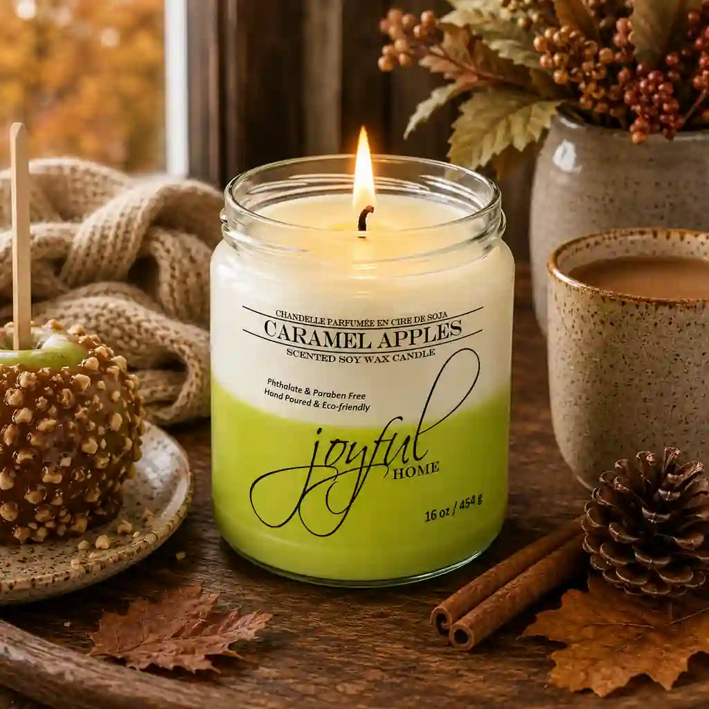 Joyful Home Caramel Apples Soy Wax Candle 16oz Scene