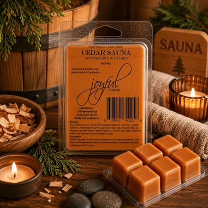 Joyful Home Cedar Sauna Soy Wax Melt Scene