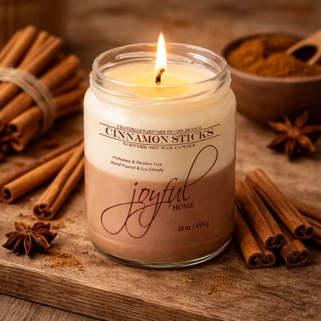 Joyful Home Cinnamon Sticks Soy Wax Candle 16oz Scene