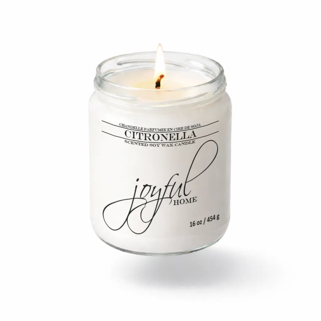 Joyful Home Citronella Soy Wax Candle 16oz Dye Free