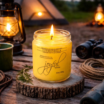 Joyful Home Citronella Soy Wax Candle 16oz Scene