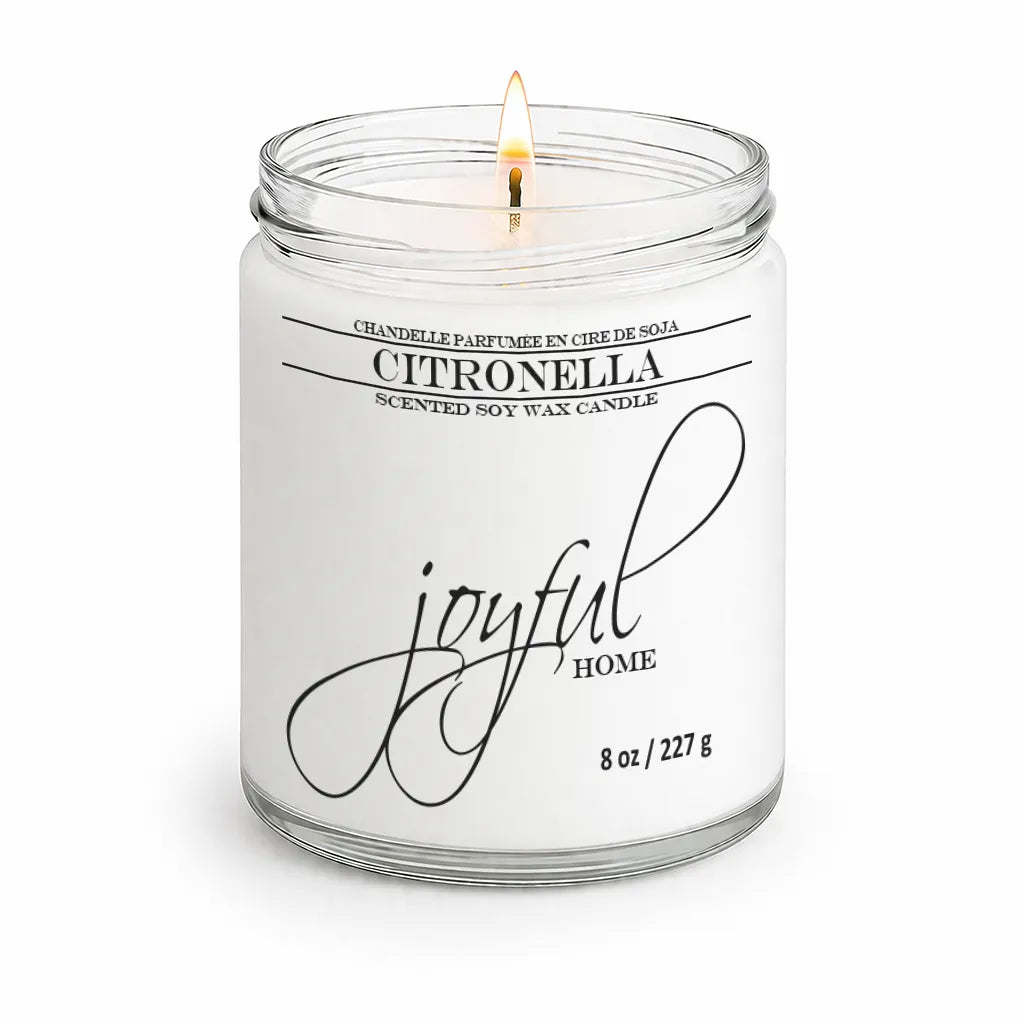 Joyful Home Citronella Soy Wax Candle 8oz Dye Free