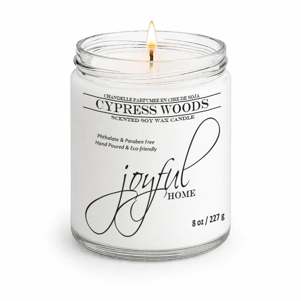 Joyful Home Cypress Woods Soy Wax Candle 8oz Dye Free