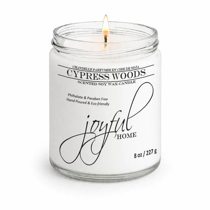 Joyful Home Cypress Woods Soy Wax Candle 8oz Dye Free