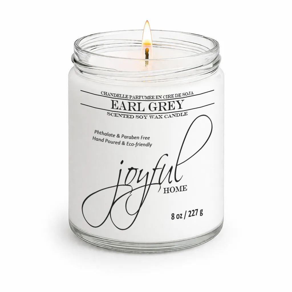 Joyful Home Earl Grey Soy Wax Candle 8oz Dye Free