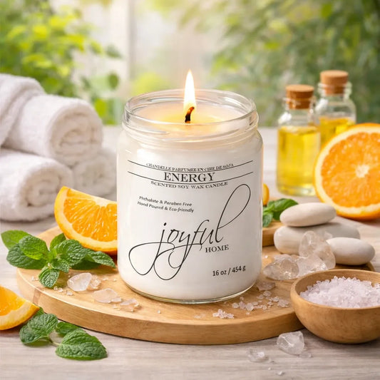 Joyful Home Energy Soy Wax Candle 16oz Scene