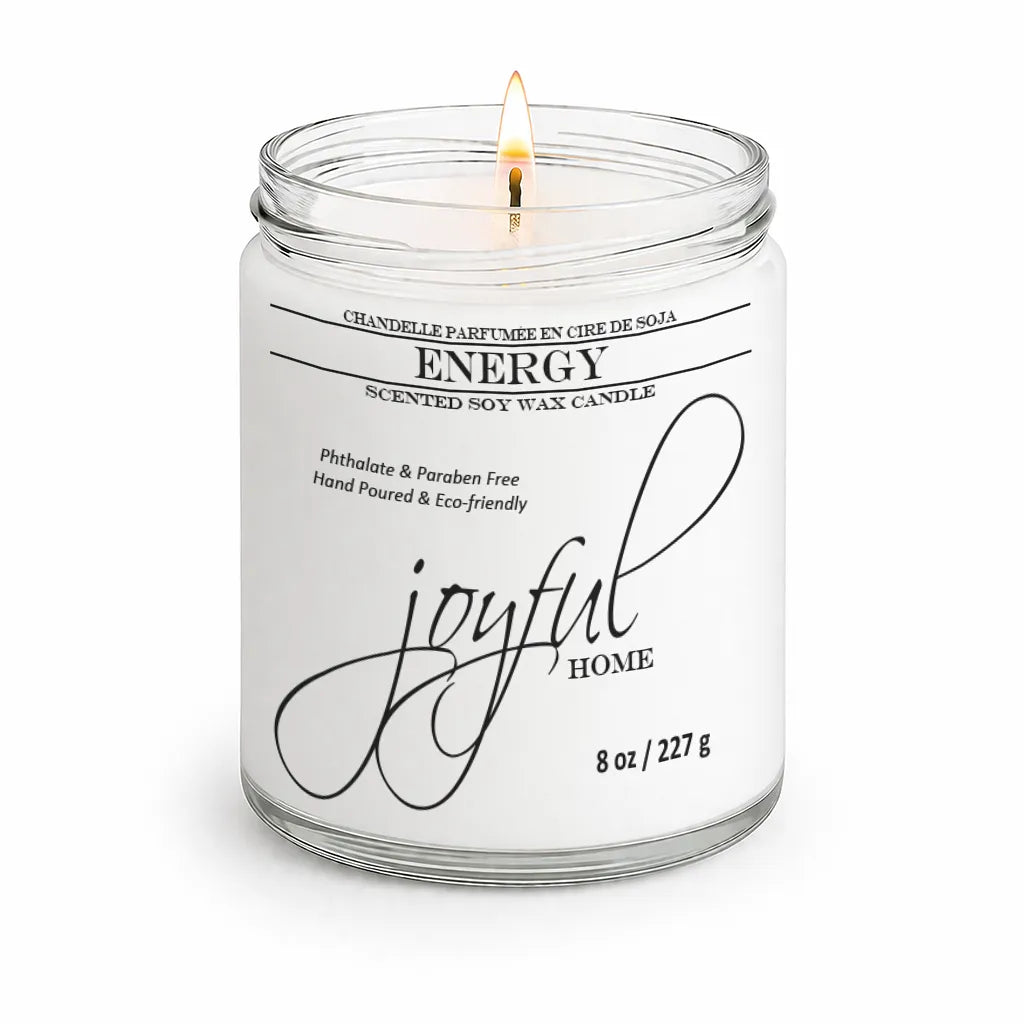 Joyful Home Energy Soy Wax Candle 8oz Dye Free