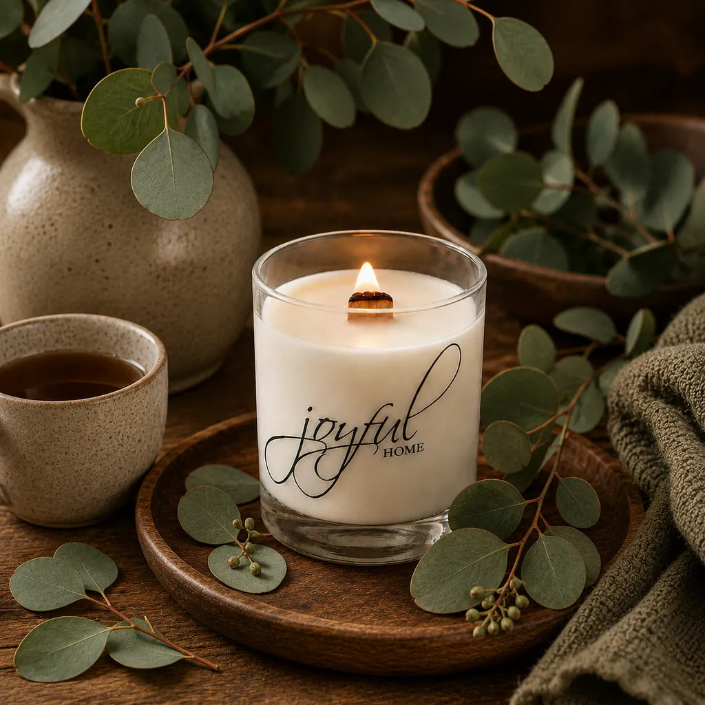 Joyful Home Eucalyptus Crackling Wooden Wick Soy Wax Candle