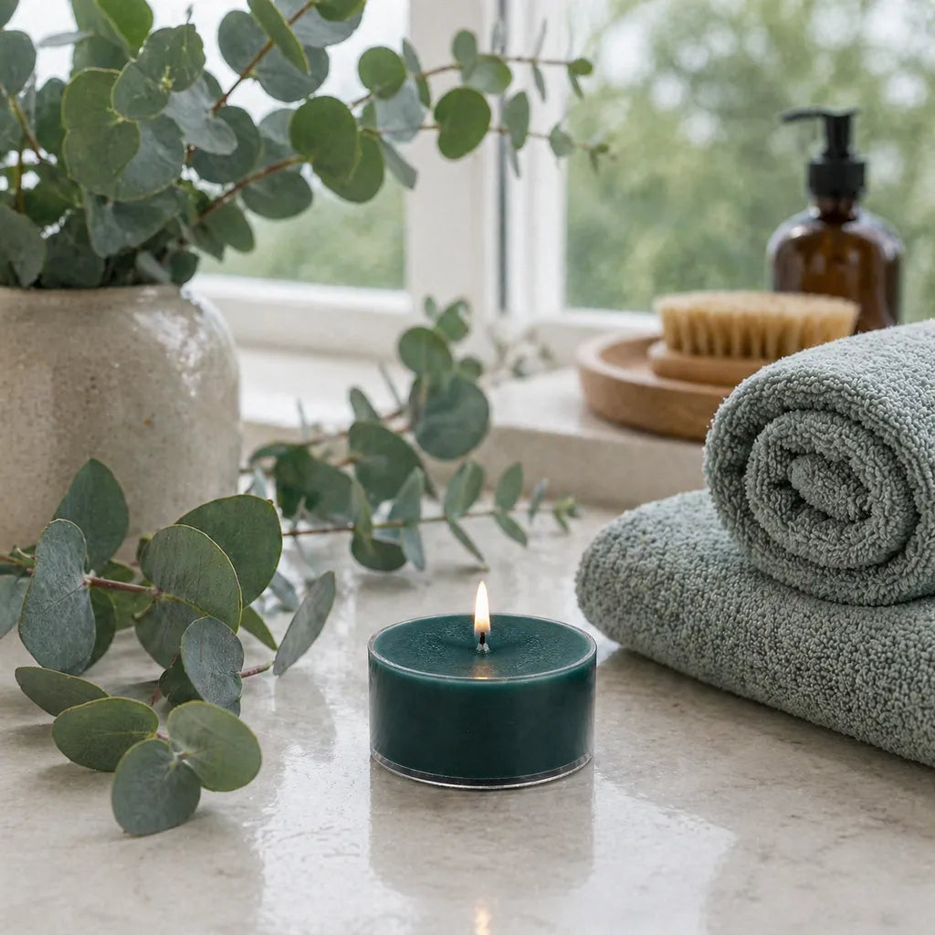 Joyful Home Eucalyptus Soy Wax Tea Light Scene