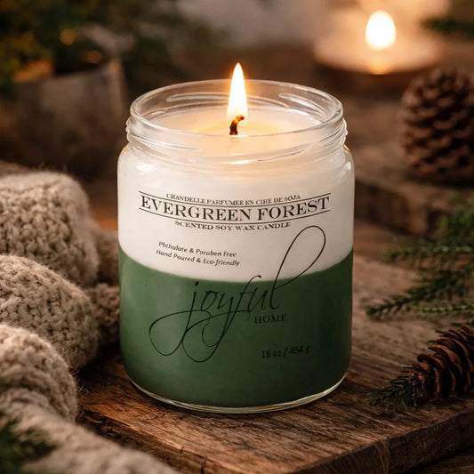 Joyful Home Evergreen Forest Soy Wax Candle 16oz Scene