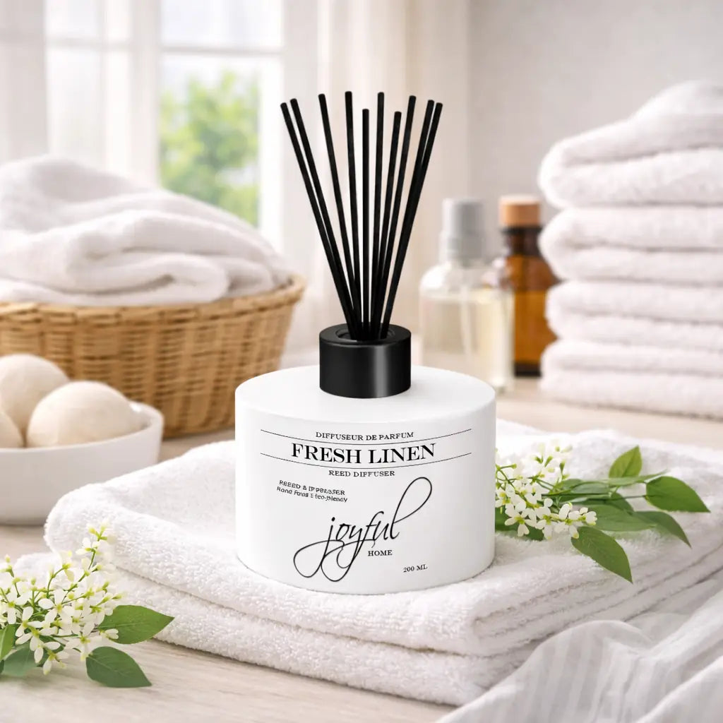 Joyful Home Fresh Linen Reed Diffuser Scene