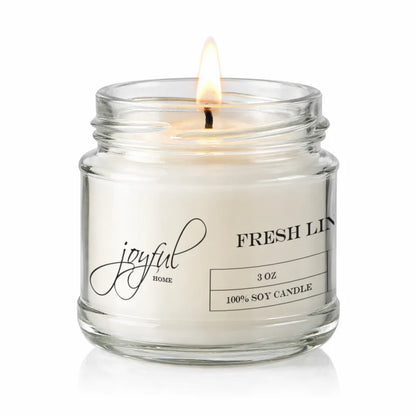 Joyful Home Fresh Linen Soy Wax Candle 3oz Dye Free
