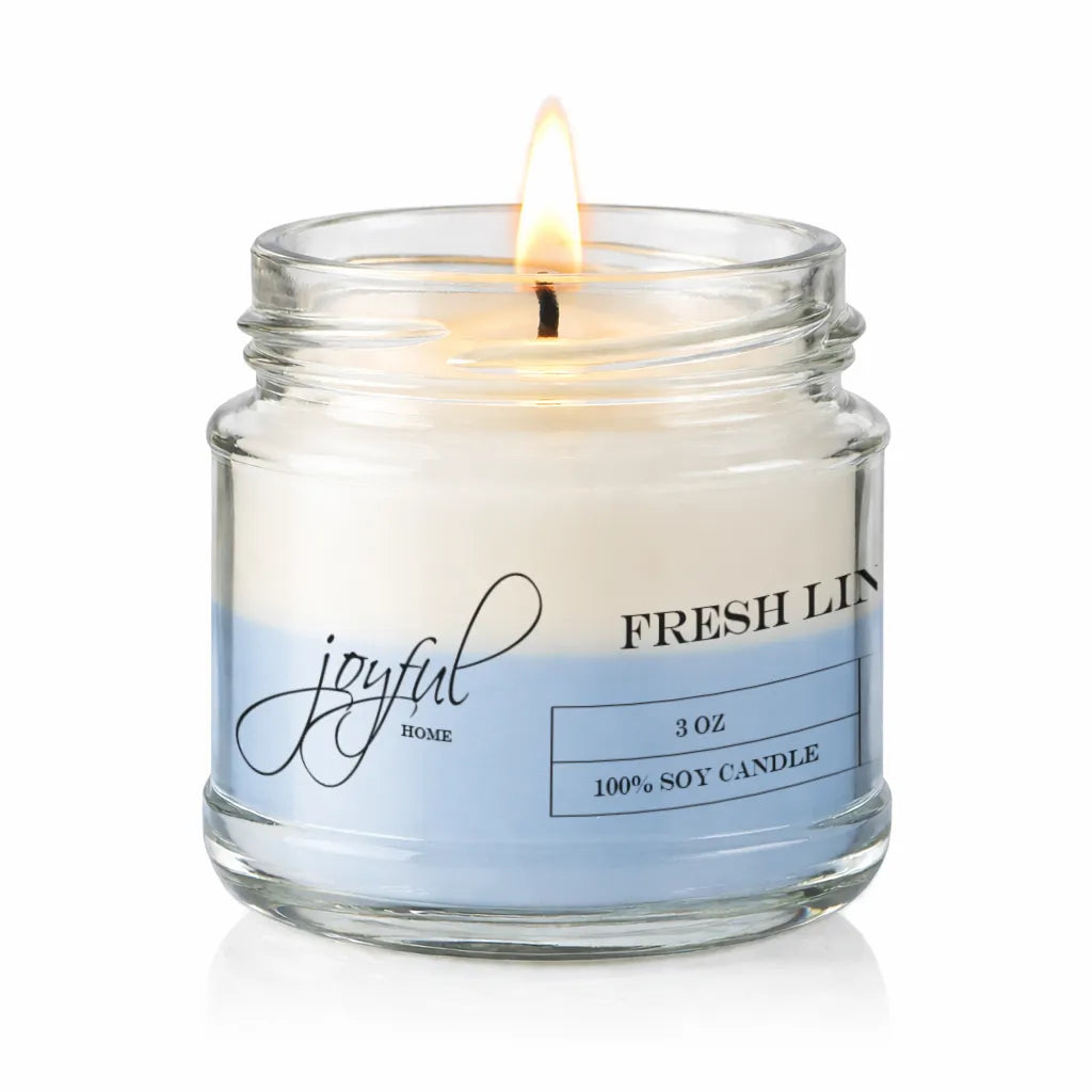 Joyful Home Fresh Linen Soy Wax Candle 3oz