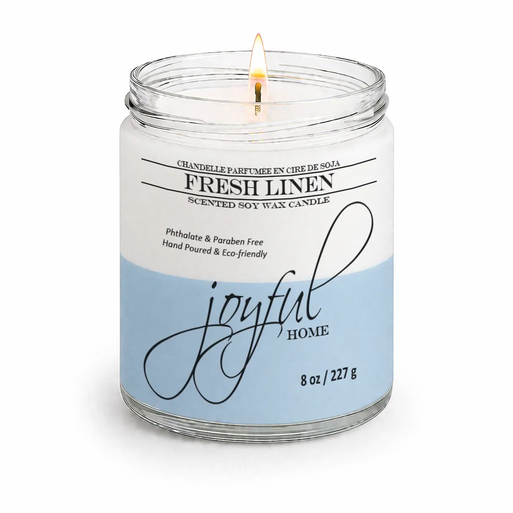 Joyful Home Fresh Linen Soy Wax Candle 8oz