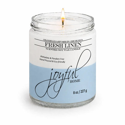 Joyful Home Fresh Linen Soy Wax Candle 8oz