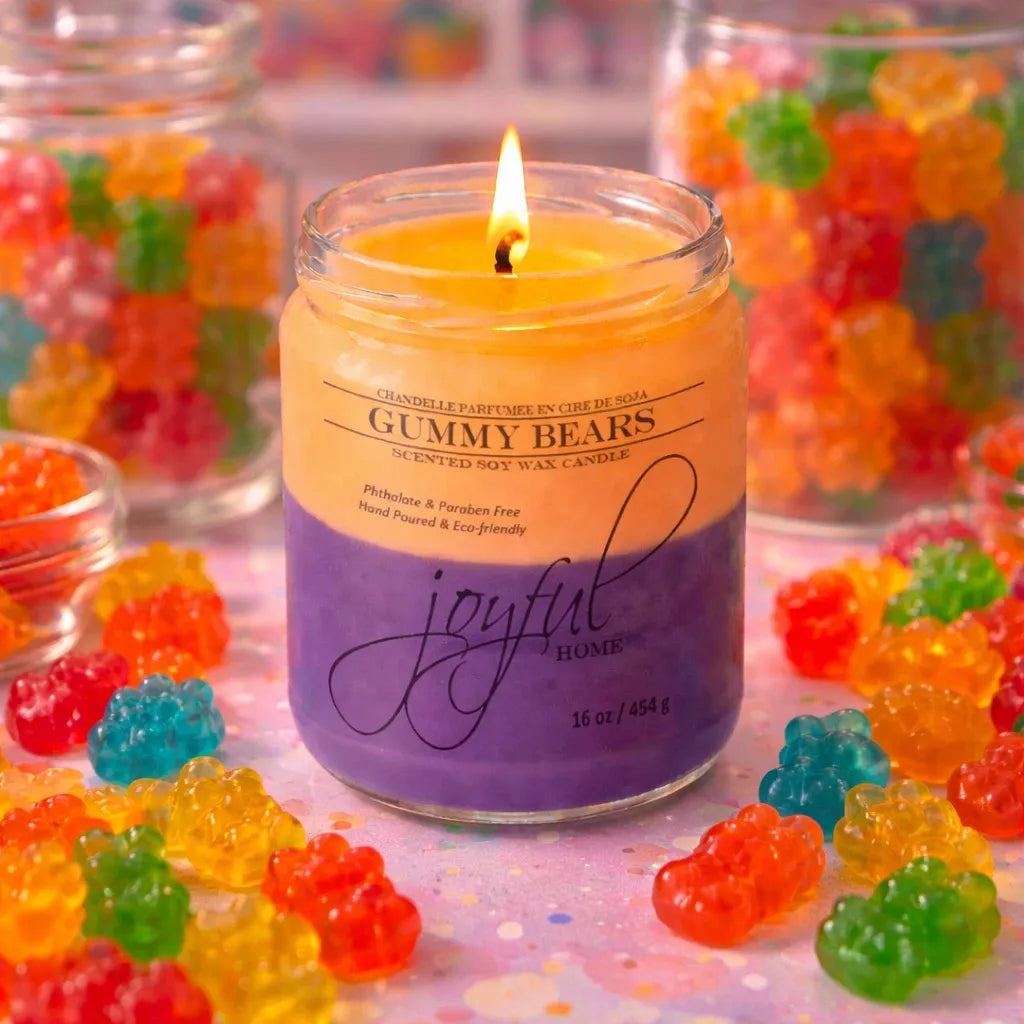 Joyful Home Gummy Bears Soy Wax Candle 16oz Scene