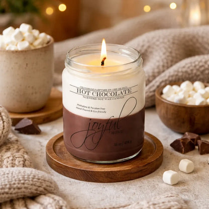 Joyful Home Hot Chocolate Soy Wax Candle 16oz Scene