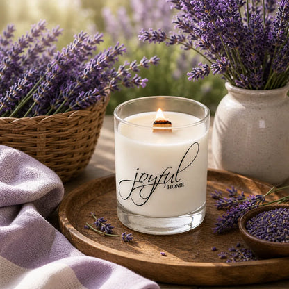 Joyful Home Lavender Gardens Crackling Wooden Wick Soy Wax Candle