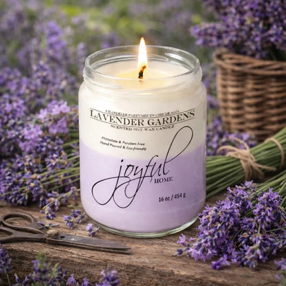 Joyful Home Lavender Gardens Soy Wax Candle 16oz Scene