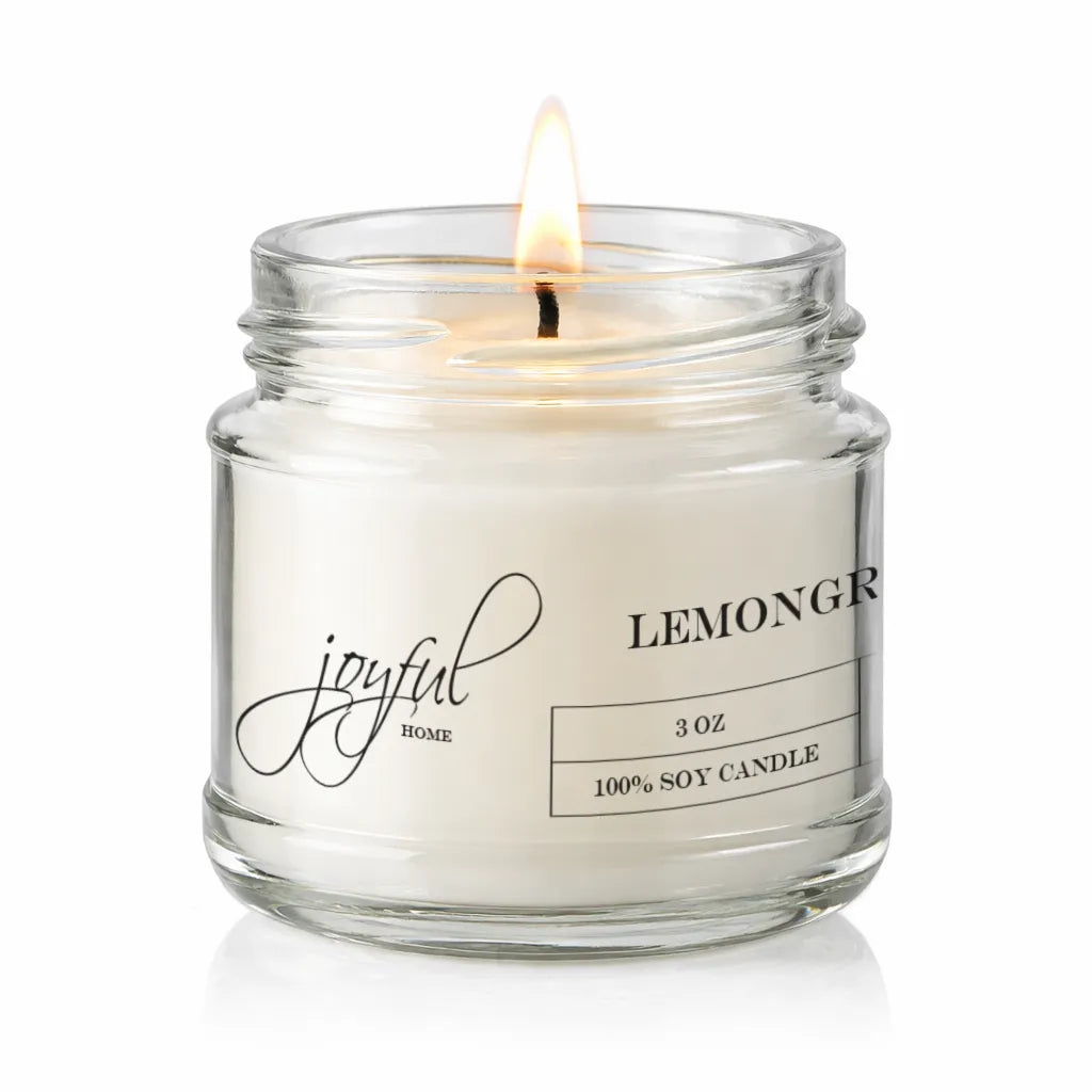 Joyful Home Lemongrass Soy Wax Candle 3oz Dye Free