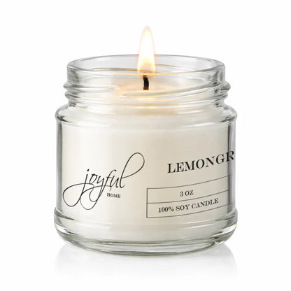 Joyful Home Lemongrass Soy Wax Candle 3oz Dye Free