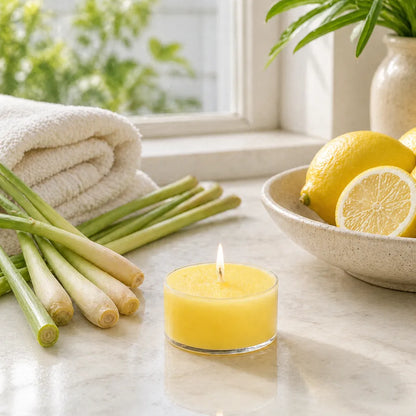 Joyful Home Lemongrass Soy Wax Tea Light Scene