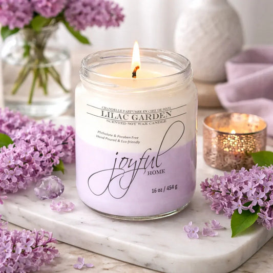 Joyful Home Lilac Garden Soy Wax Candle 16oz Scene