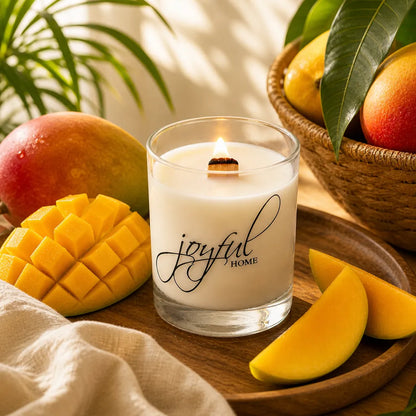 Joyful Home Mango Tango Crackling Wooden Wick Soy Wax Candle