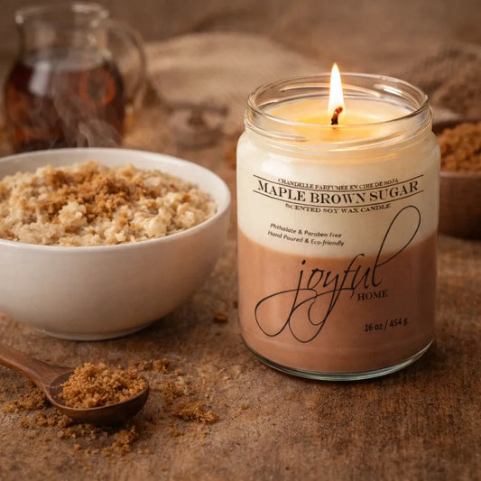 Joyful Home Maple Brown Sugar Soy Wax Candle 16oz Scene