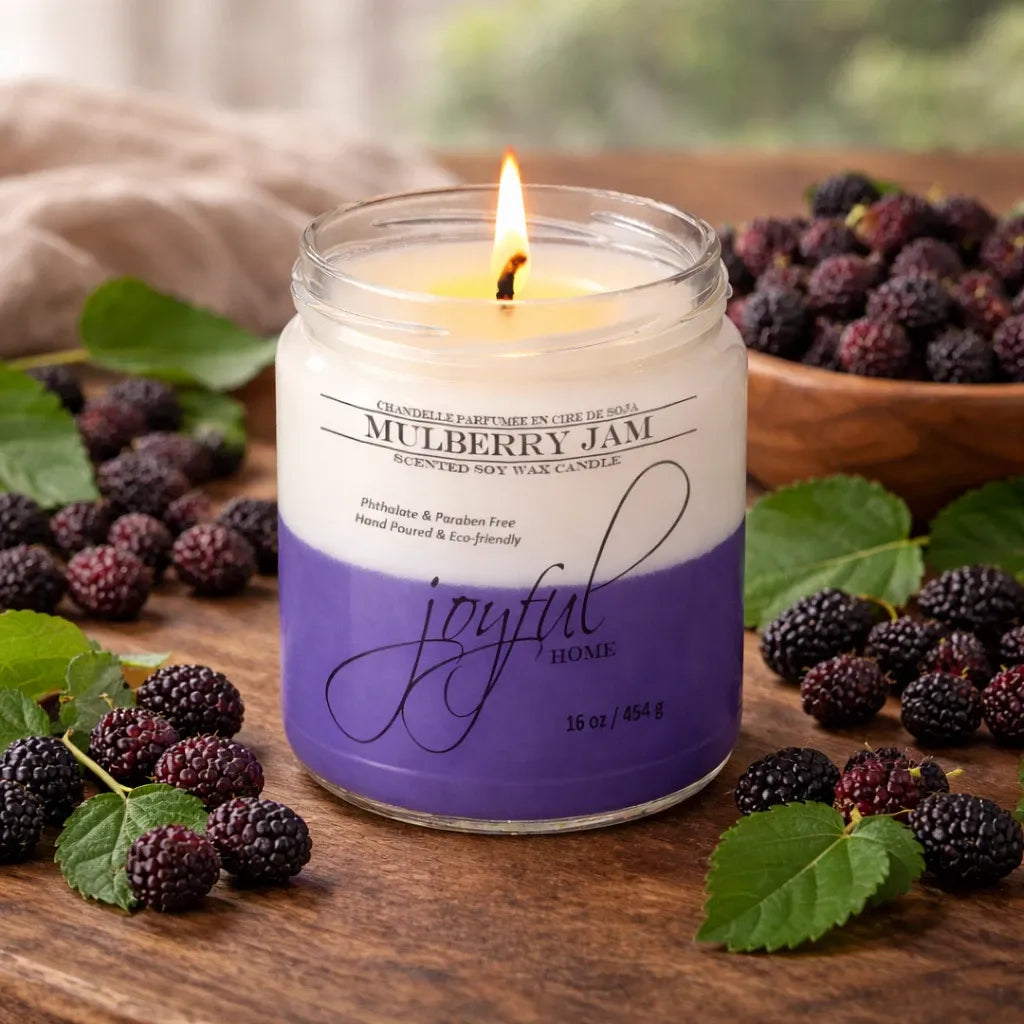Joyful Home Mulberry Jam Soy Wax Candle 16oz Scene
