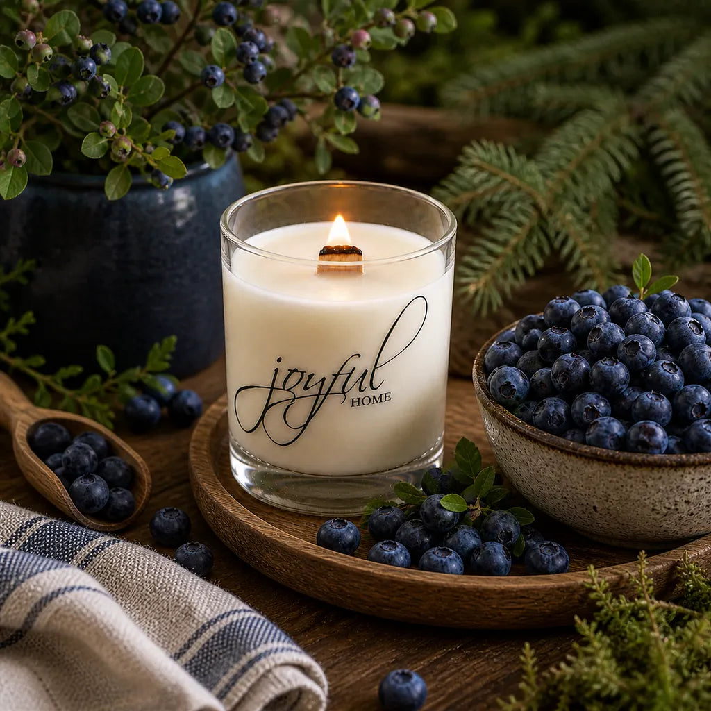 Joyful Home Northern Blueberries Crackling Wooden Wick Soy Wax Candle