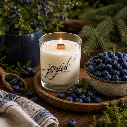 Joyful Home Northern Blueberries Crackling Wooden Wick Soy Wax Candle