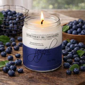 Joyful Home Northern Blueberries Soy Wax Candle 16oz Scene