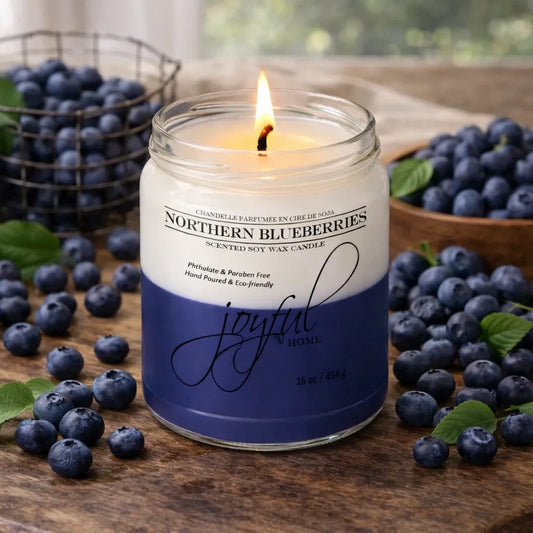 Joyful Home Northern Blueberries Soy Wax Candle 16oz Scene