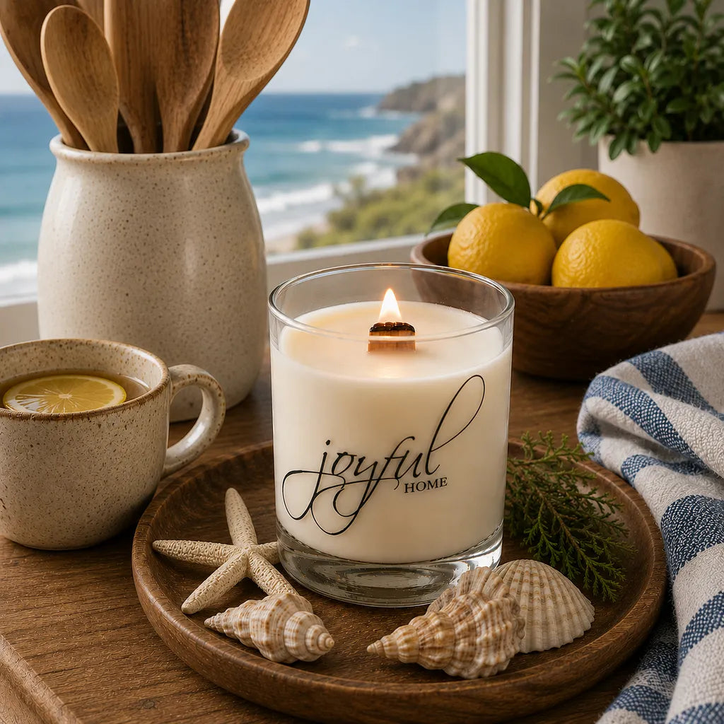 Joyful Home Oceanfront Kitchen Crackling Wooden Wick Soy Wax Candle