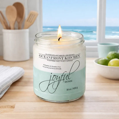 Joyful Home Oceanfront Kitchen Soy Wax Candle 16oz Scene