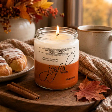 Joyful Home Orange Cinnamon Soy Wax Candle 16oz Scene