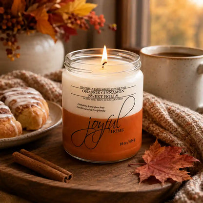 Joyful Home Orange Cinnamon Soy Wax Candle 16oz Scene