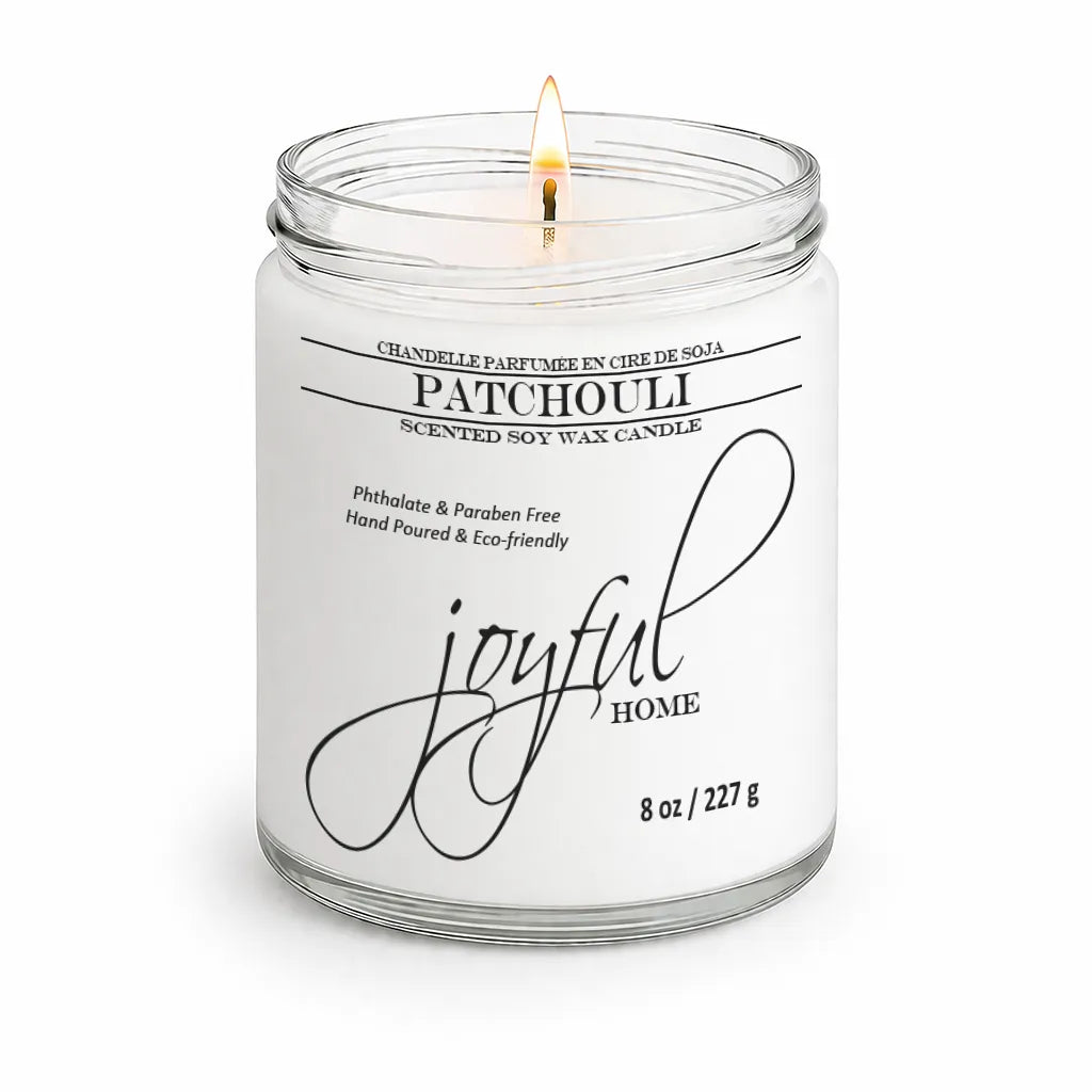 Joyful Home Patchouli Soy Wax Candle 8oz Dye Free