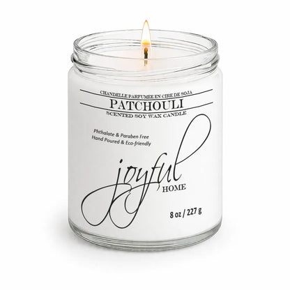 Joyful Home Patchouli Soy Wax Candle 8oz Dye Free