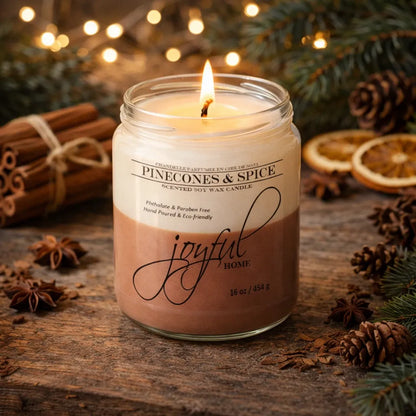 Joyful Home Pinecones _ Spice Soy Wax Candle 16oz Scene
