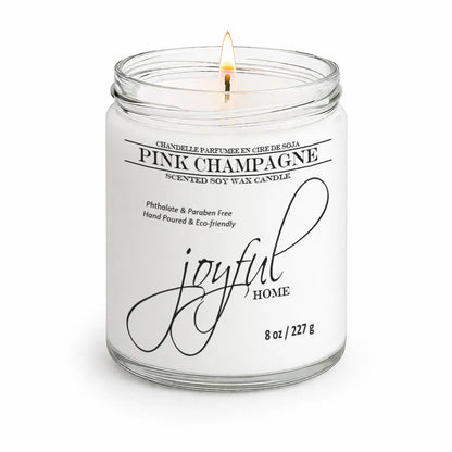 Joyful Home Pink Champagne Soy Wax Candle 8oz Dye Free