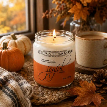 Joyful Home Pumpkin Spiced Latte Soy Wax Candle 16oz Scene